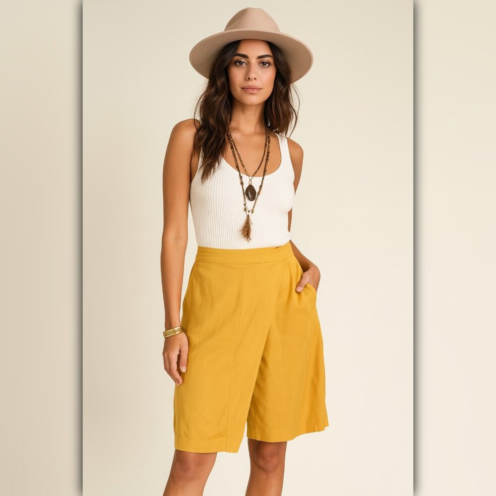 A468 • Golden Yellow High-Waisted Shorts